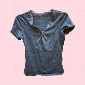 Basic Editions 🩷 Y2k Blue Embellished Tee